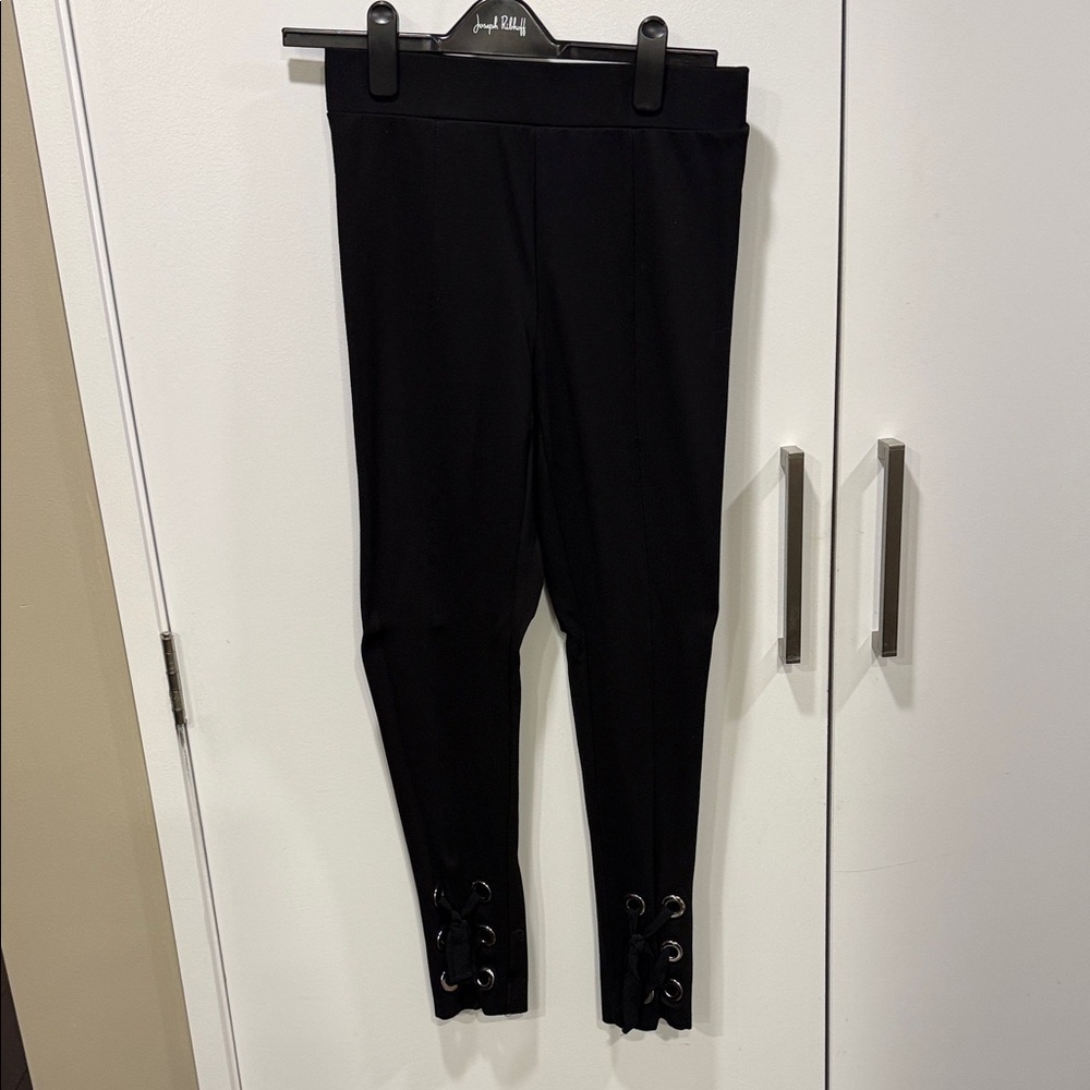Black Leggings with Lace-Up Detail